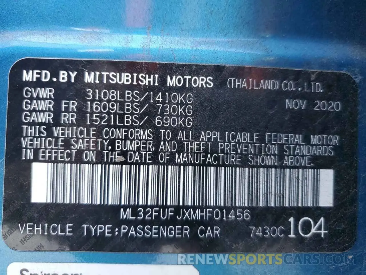 13 Photograph of a damaged car ML32FUFJXMHF01456 MITSUBISHI MIRAGE 2021