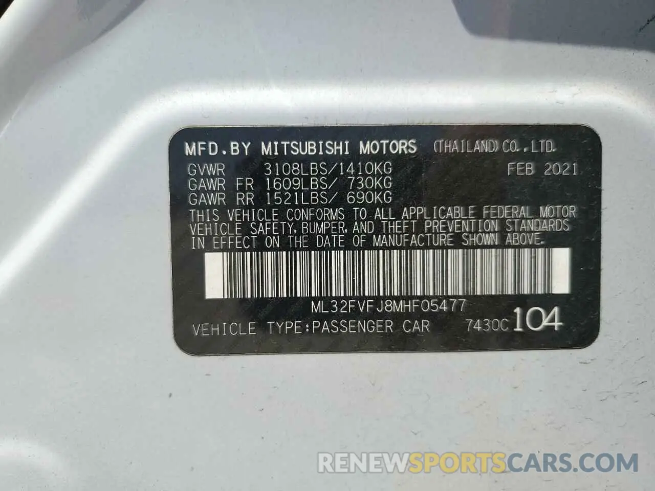 12 Photograph of a damaged car ML32FVFJ8MHF05477 MITSUBISHI MIRAGE 2021