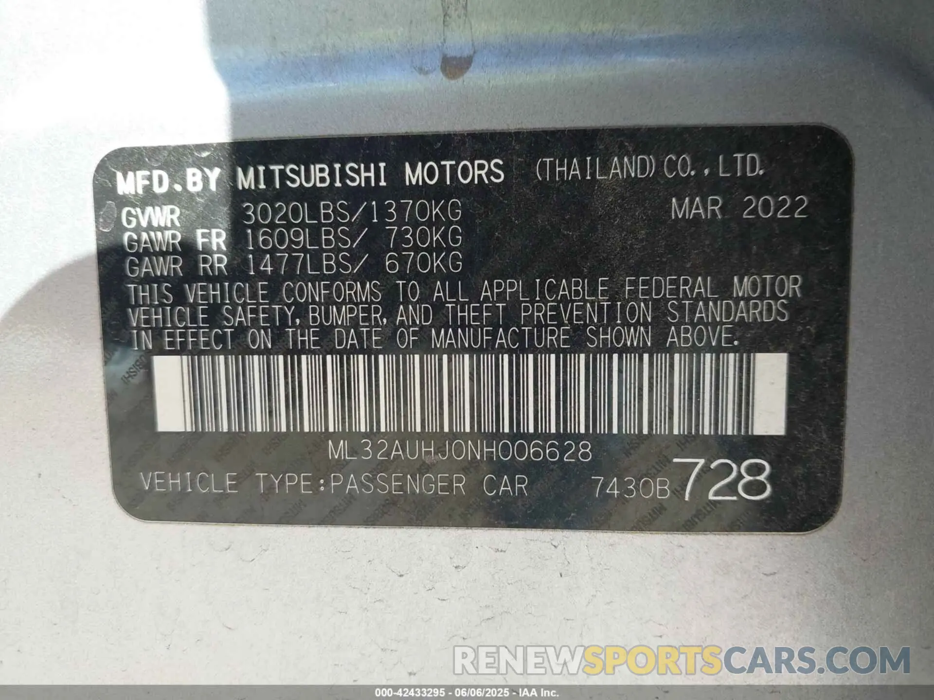 9 Фотография поврежденного автомобиля ML32AUHJ0NH006628 MITSUBISHI MIRAGE 2022