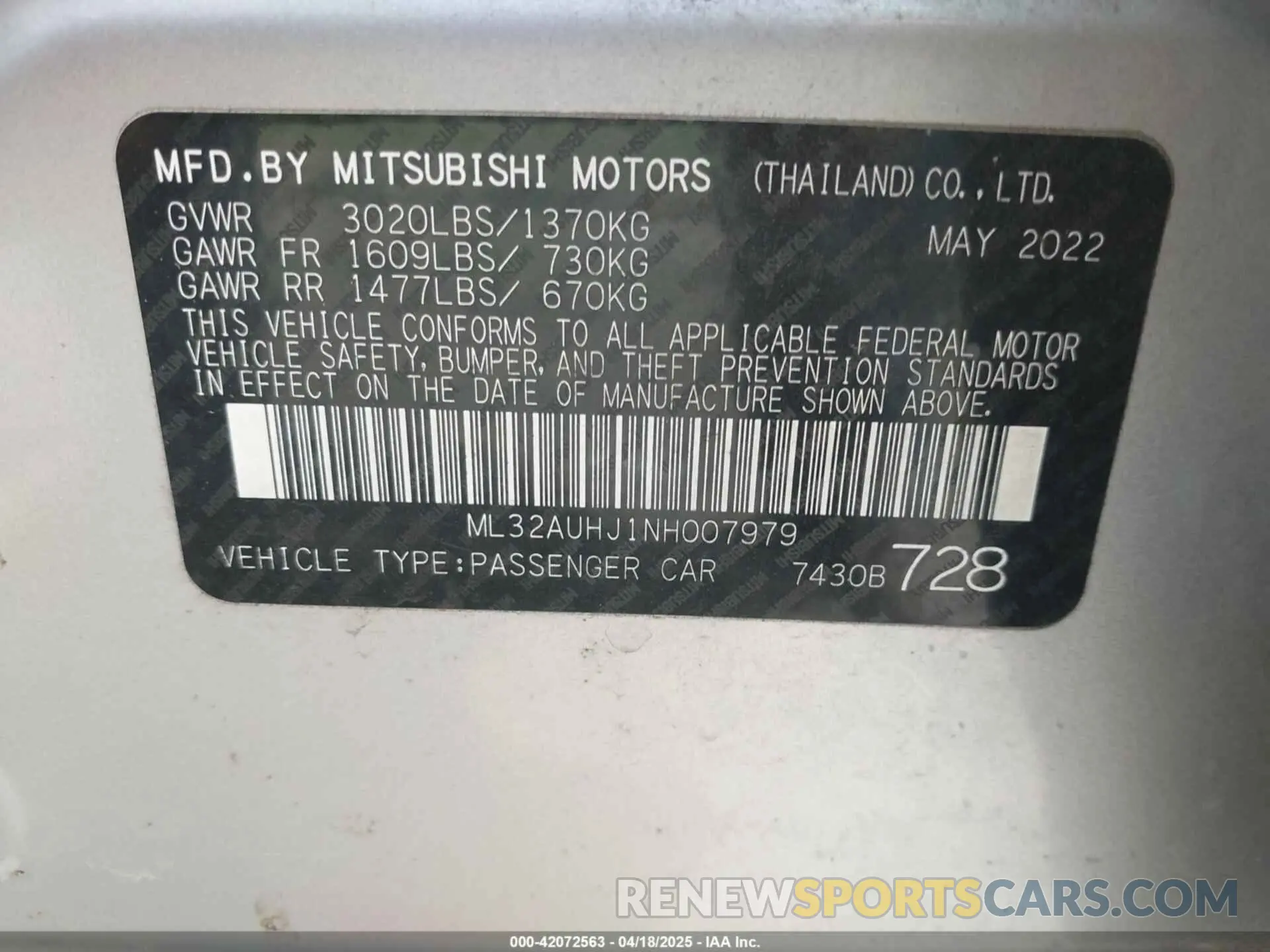 9 Фотография поврежденного автомобиля ML32AUHJ1NH007979 MITSUBISHI MIRAGE 2022