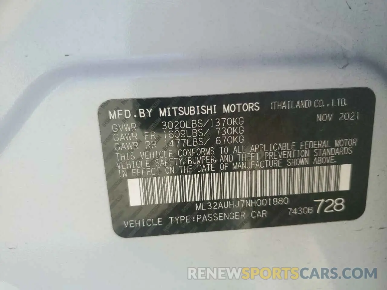 13 Фотография поврежденного автомобиля ML32AUHJ7NH001880 MITSUBISHI MIRAGE 2022