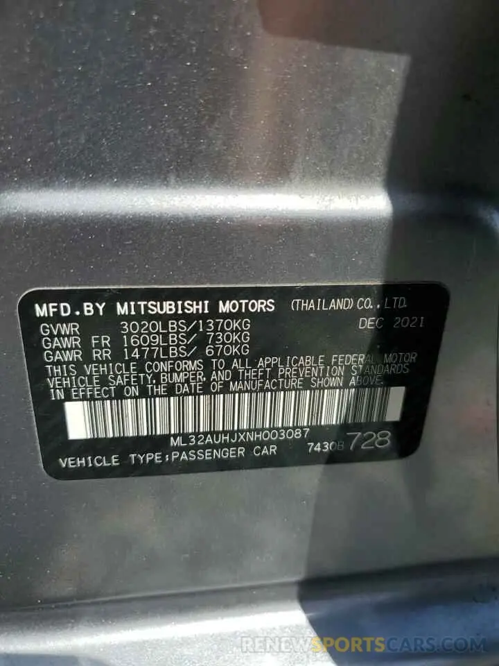 12 Фотография поврежденного автомобиля ML32AUHJXNH003087 MITSUBISHI MIRAGE 2022