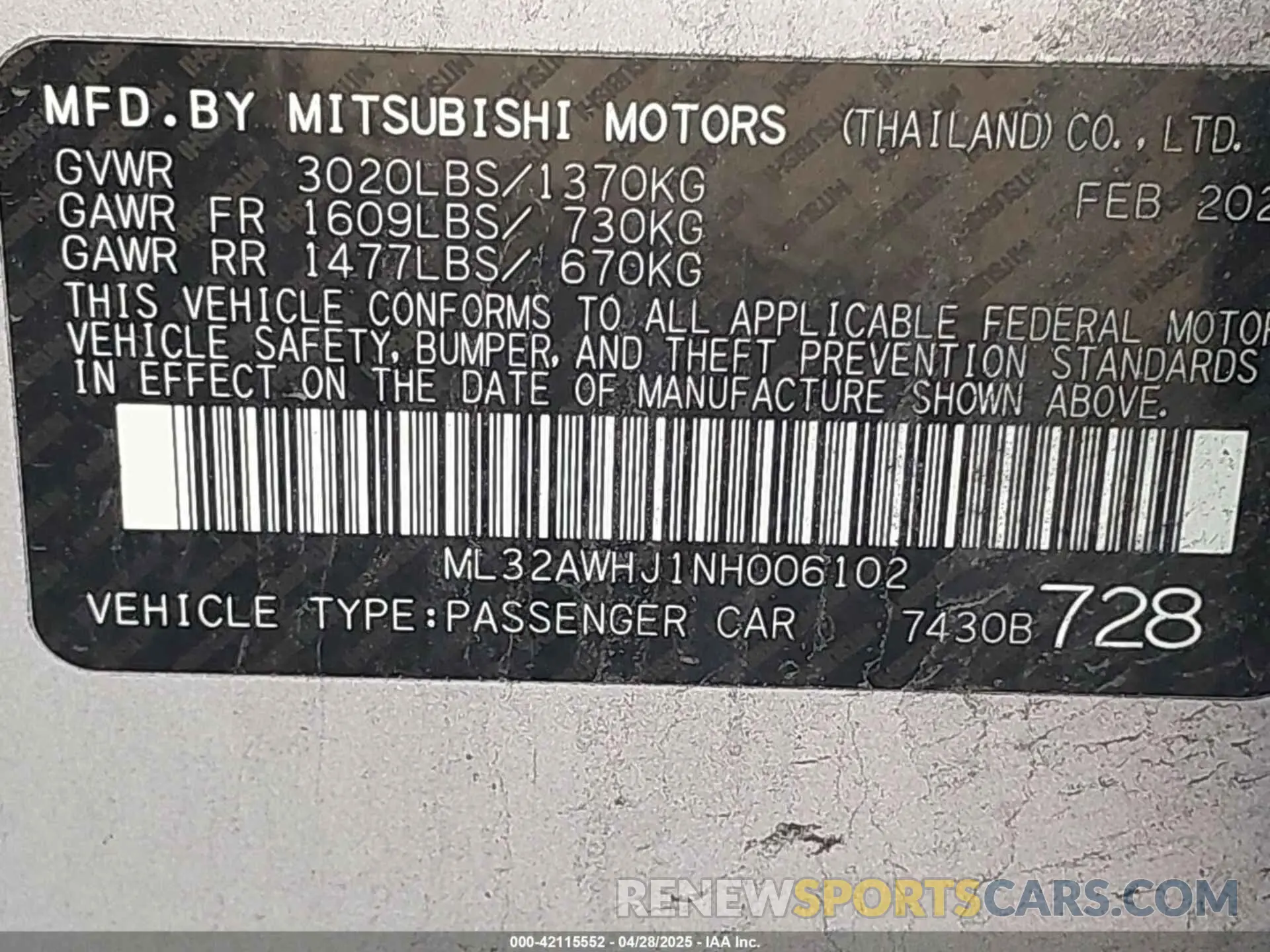 9 Photograph of a damaged car ML32AWHJ1NH006102 MITSUBISHI MIRAGE 2022