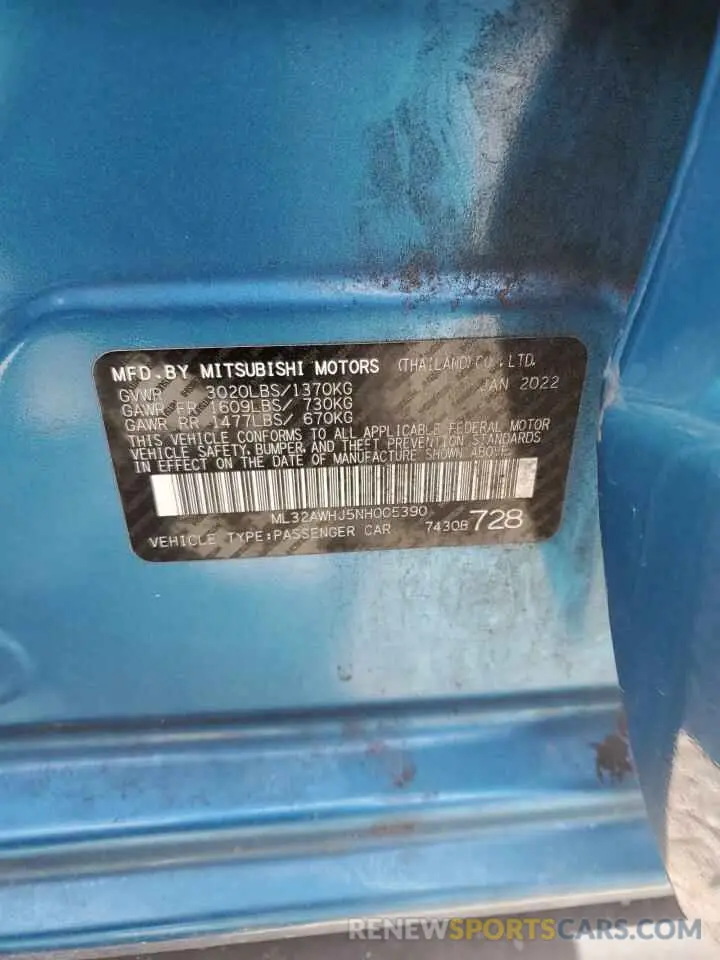 13 Фотография поврежденного автомобиля ML32AWHJ5NH005390 MITSUBISHI MIRAGE 2022