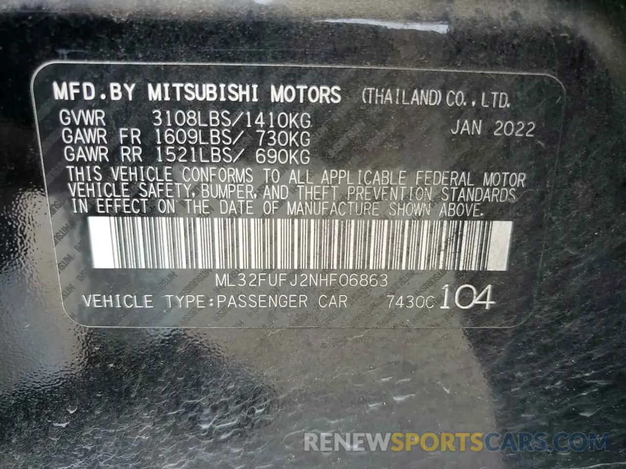 12 Photograph of a damaged car ML32FUFJ2NHF06863 MITSUBISHI MIRAGE 2022