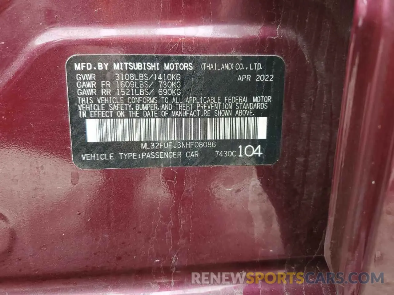 12 Фотография поврежденного автомобиля ML32FUFJ3NHF08086 MITSUBISHI MIRAGE 2022