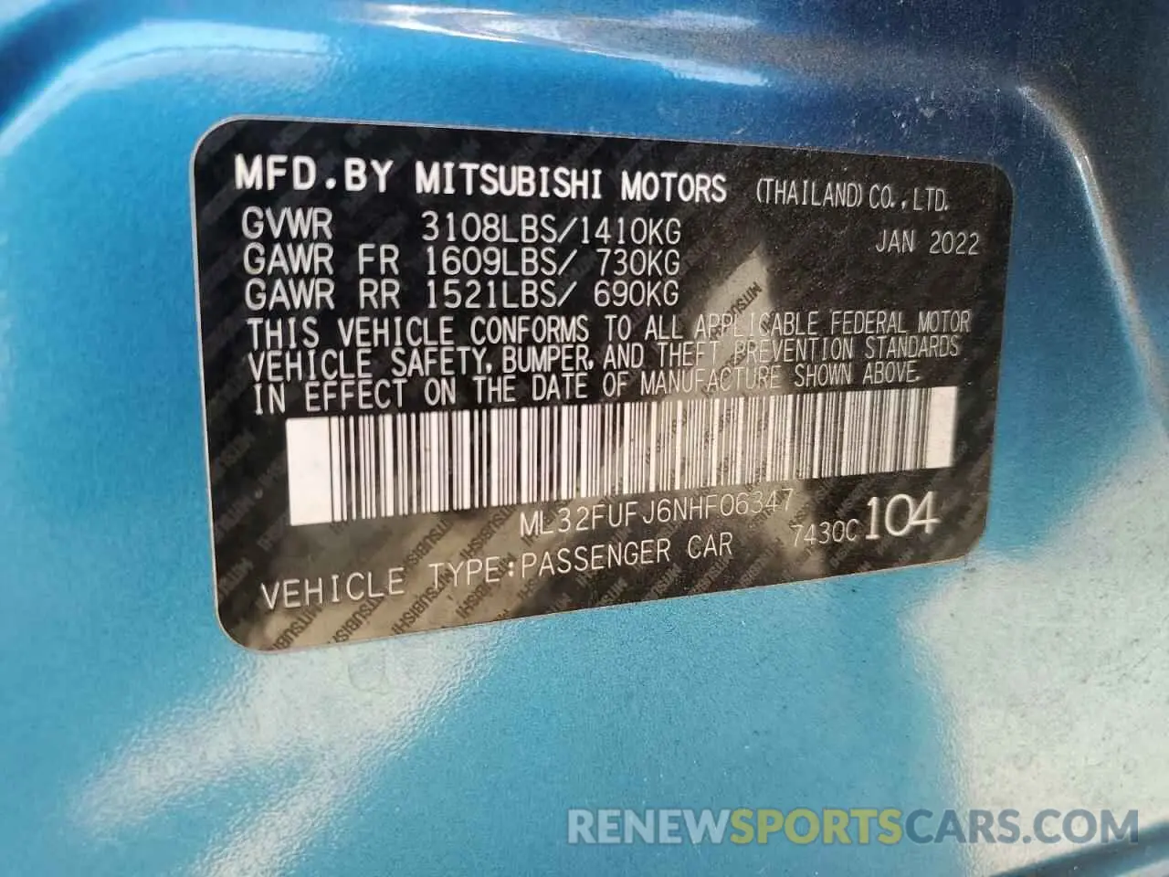 13 Photograph of a damaged car ML32FUFJ6NHF06347 MITSUBISHI MIRAGE 2022