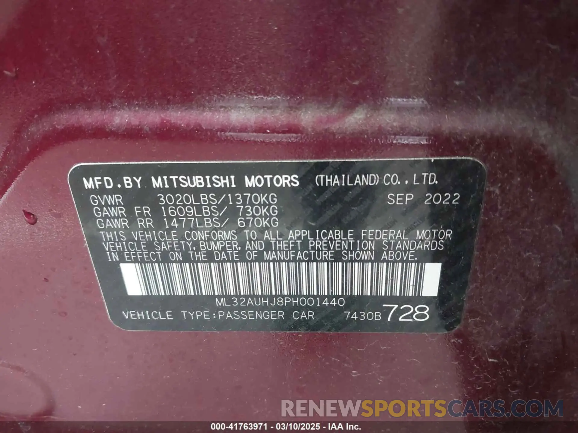 9 Фотография поврежденного автомобиля ML32AUHJ8PH001440 MITSUBISHI MIRAGE 2023