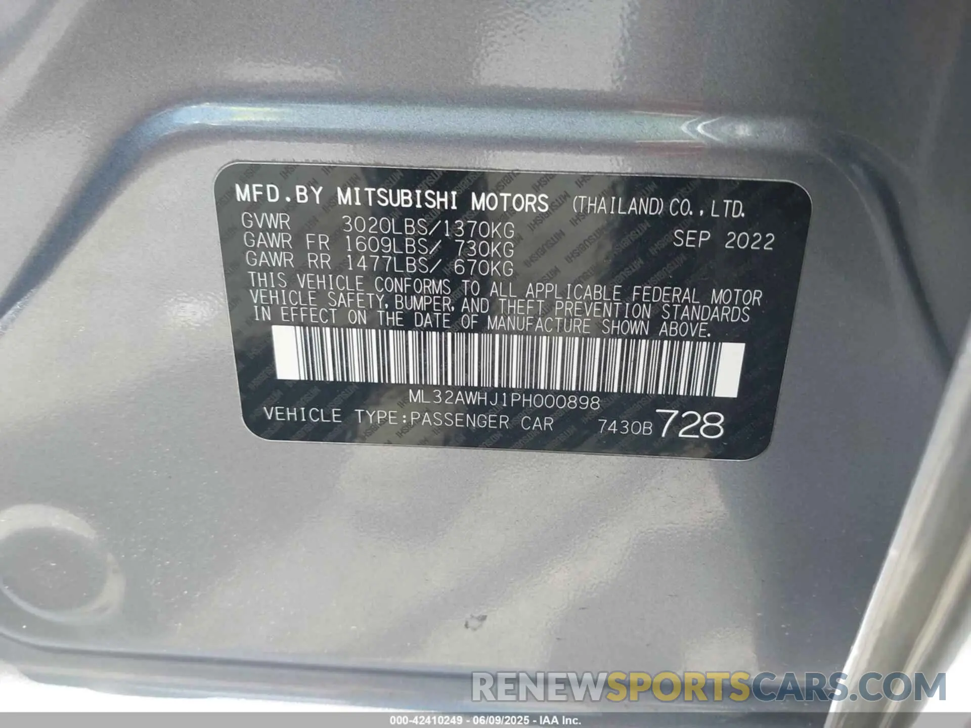 9 Фотография поврежденного автомобиля ML32AWHJ1PH000898 MITSUBISHI MIRAGE 2023