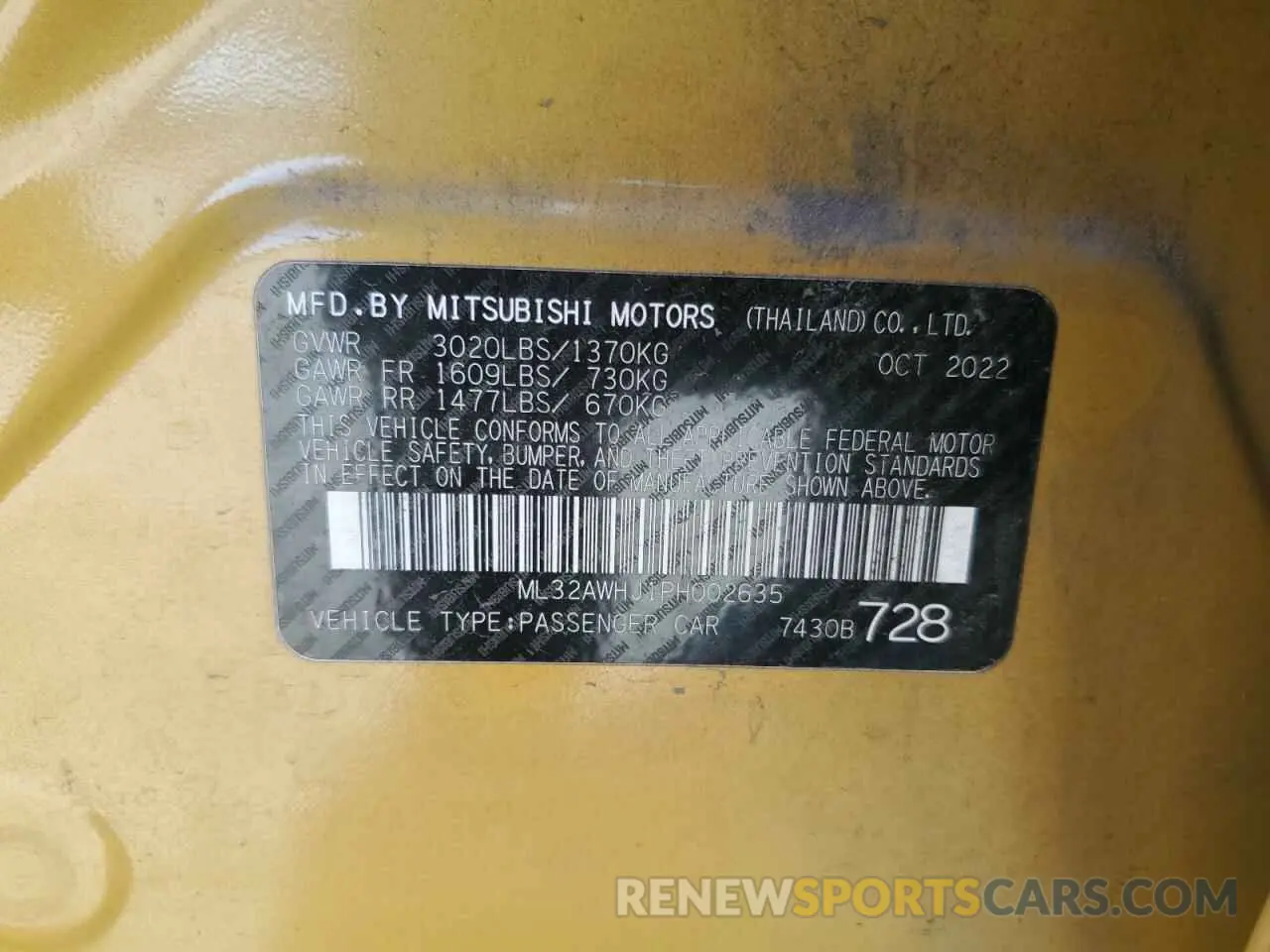 12 Photograph of a damaged car ML32AWHJ1PH002635 MITSUBISHI MIRAGE 2023