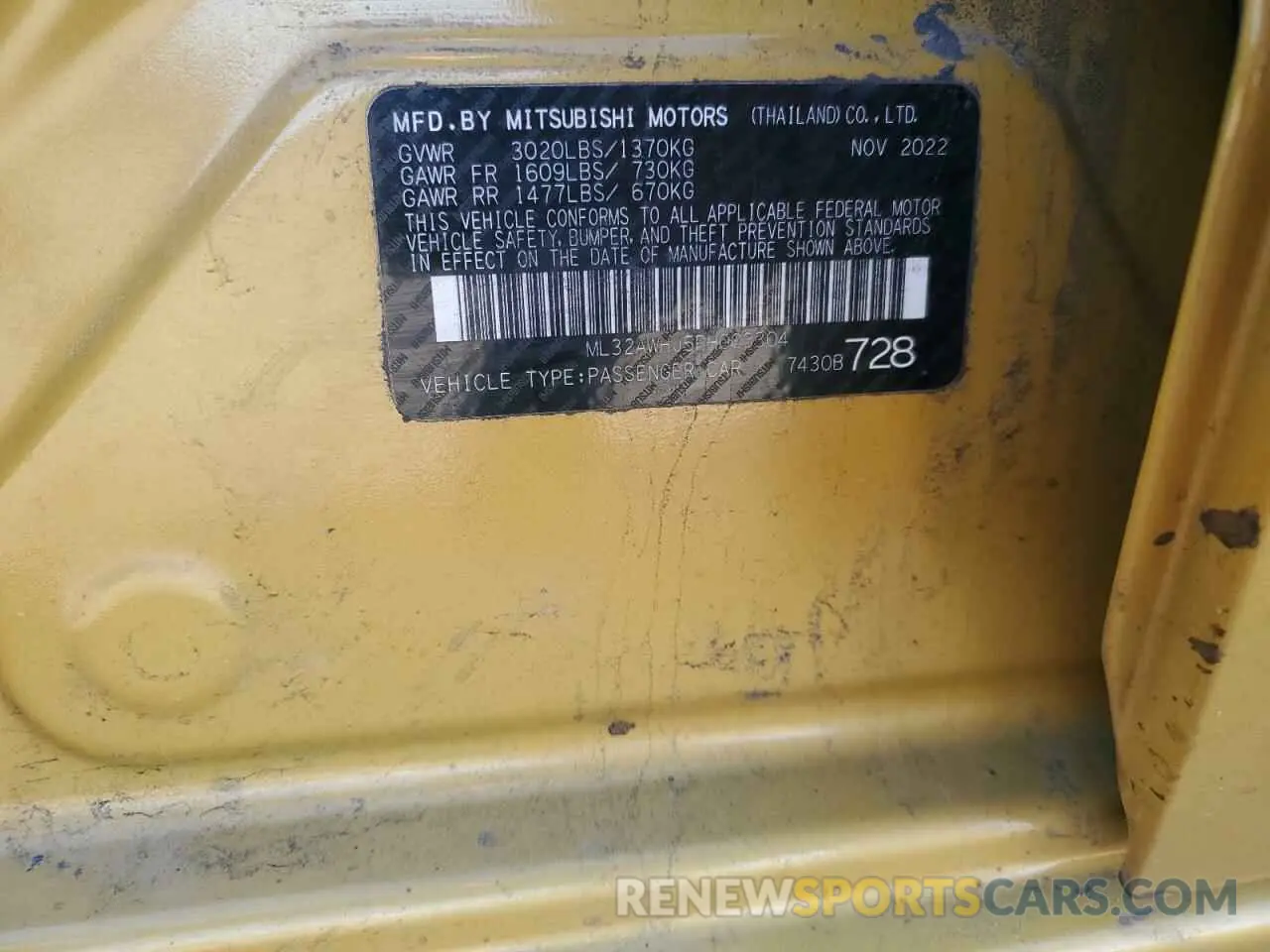 12 Фотография поврежденного автомобиля ML32AWHJ5PH003304 MITSUBISHI MIRAGE 2023