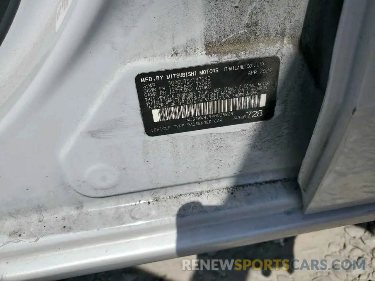 15 Photograph of a damaged car ML32AWHJ9PH005928 MITSUBISHI MIRAGE 2023