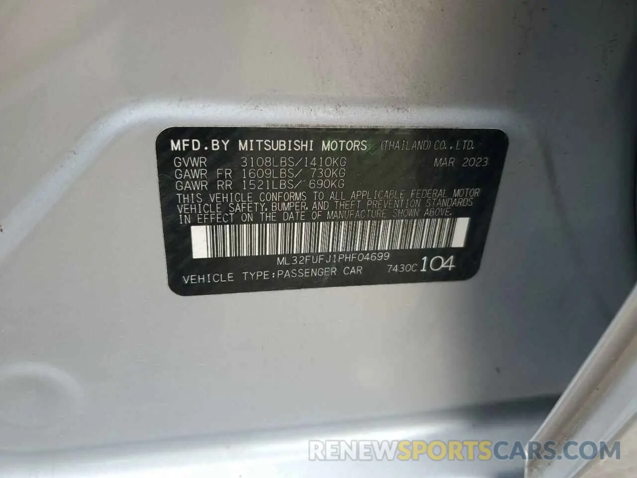 12 Photograph of a damaged car ML32FUFJ1PHF04699 MITSUBISHI MIRAGE 2023