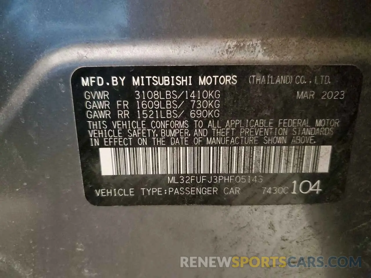 12 Photograph of a damaged car ML32FUFJ3PHF05143 MITSUBISHI MIRAGE 2023