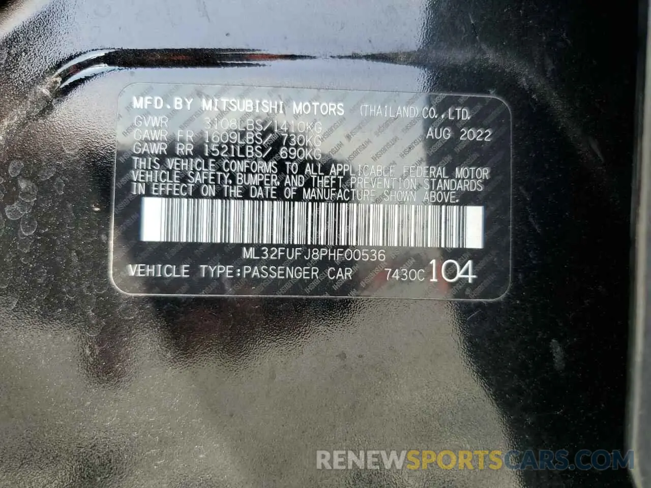 14 Photograph of a damaged car ML32FUFJ8PHF00536 MITSUBISHI MIRAGE 2023