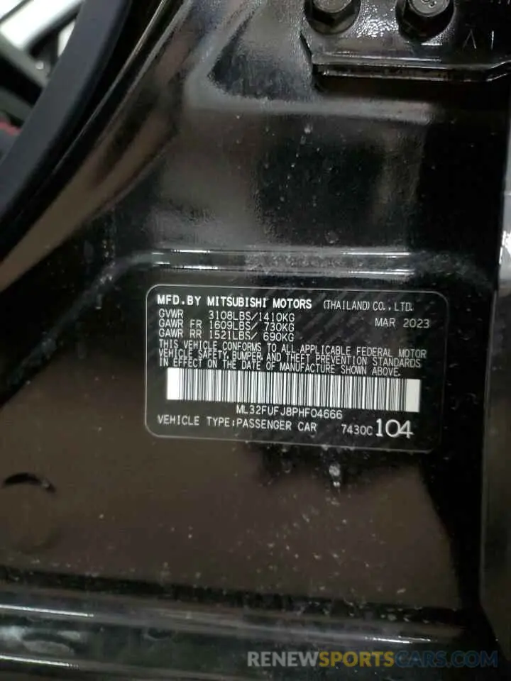 15 Photograph of a damaged car ML32FUFJ8PHF04666 MITSUBISHI MIRAGE 2023