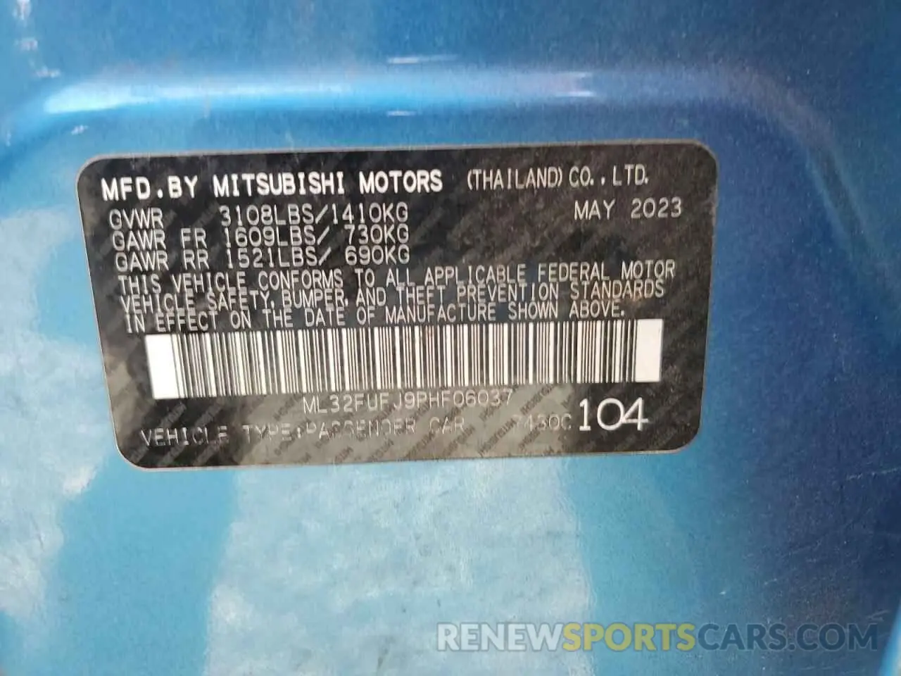 14 Фотография поврежденного автомобиля ML32FUFJ9PHF06037 MITSUBISHI MIRAGE 2023