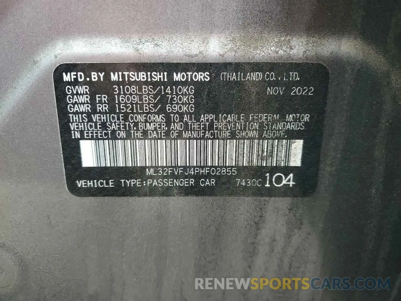 12 Photograph of a damaged car ML32FVFJ4PHF02855 MITSUBISHI MIRAGE 2023