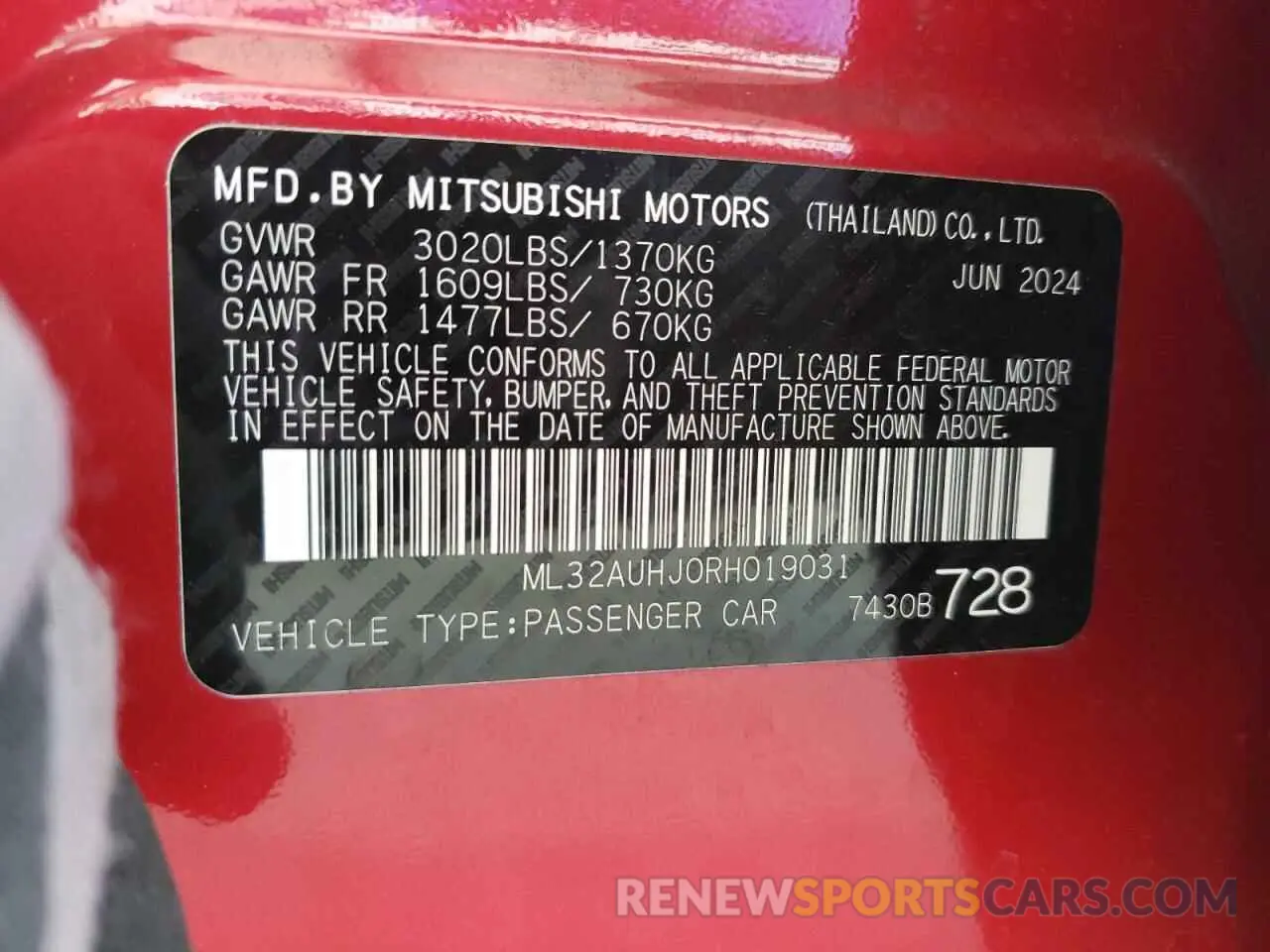 13 Фотография поврежденного автомобиля ML32AUHJ0RH019031 MITSUBISHI MIRAGE 2024