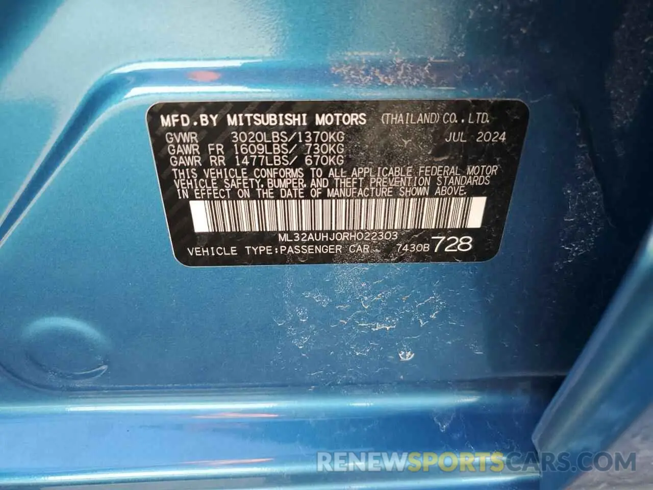 13 Фотография поврежденного автомобиля ML32AUHJ0RH022303 MITSUBISHI MIRAGE 2024