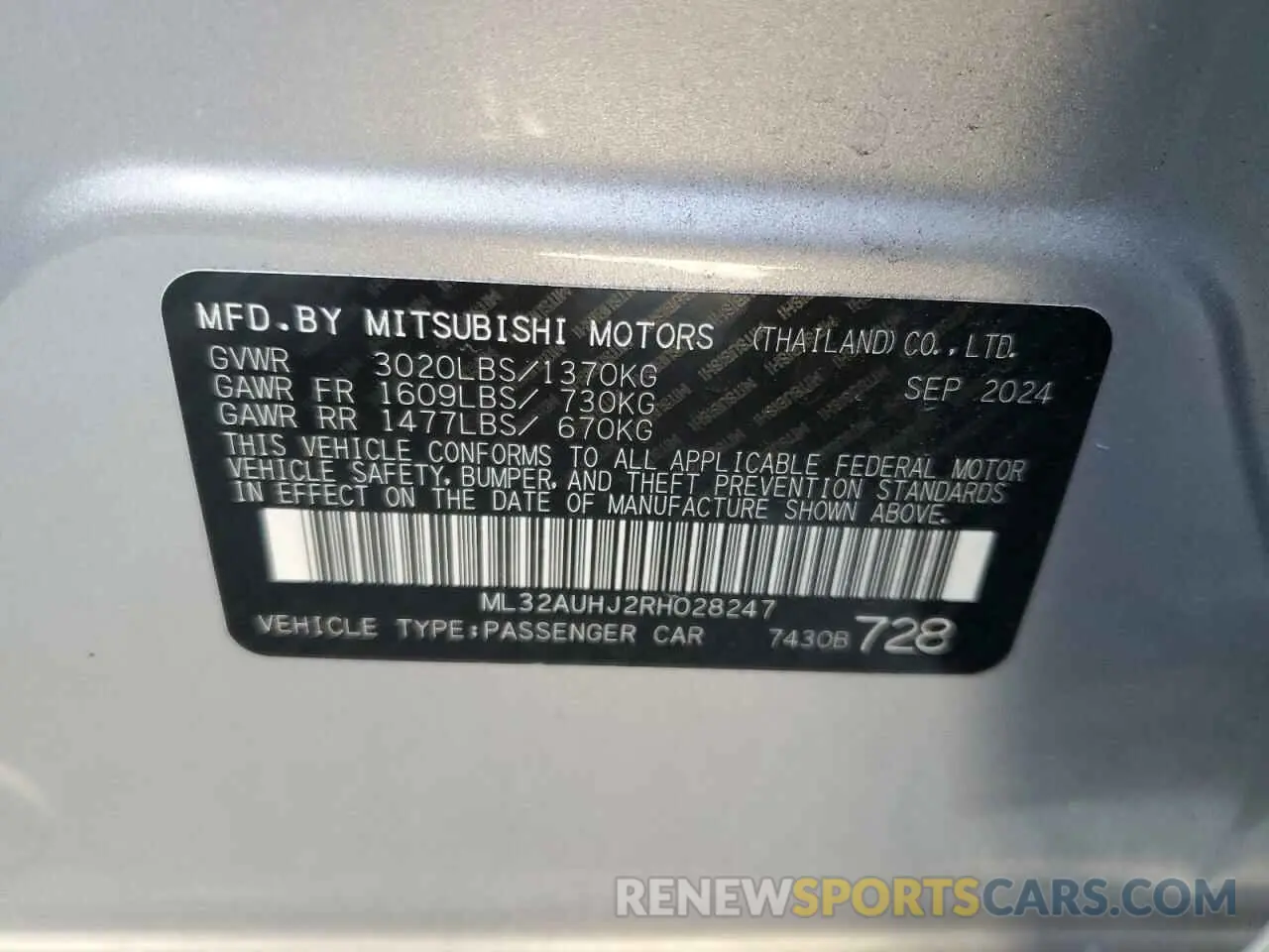 12 Фотография поврежденного автомобиля ML32AUHJ2RH028247 MITSUBISHI MIRAGE 2024