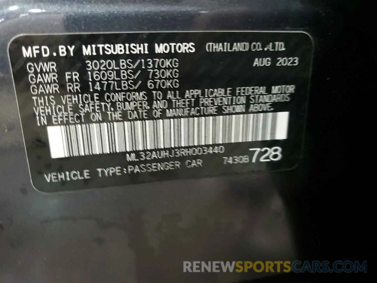 12 Фотография поврежденного автомобиля ML32AUHJ3RH003440 MITSUBISHI MIRAGE 2024