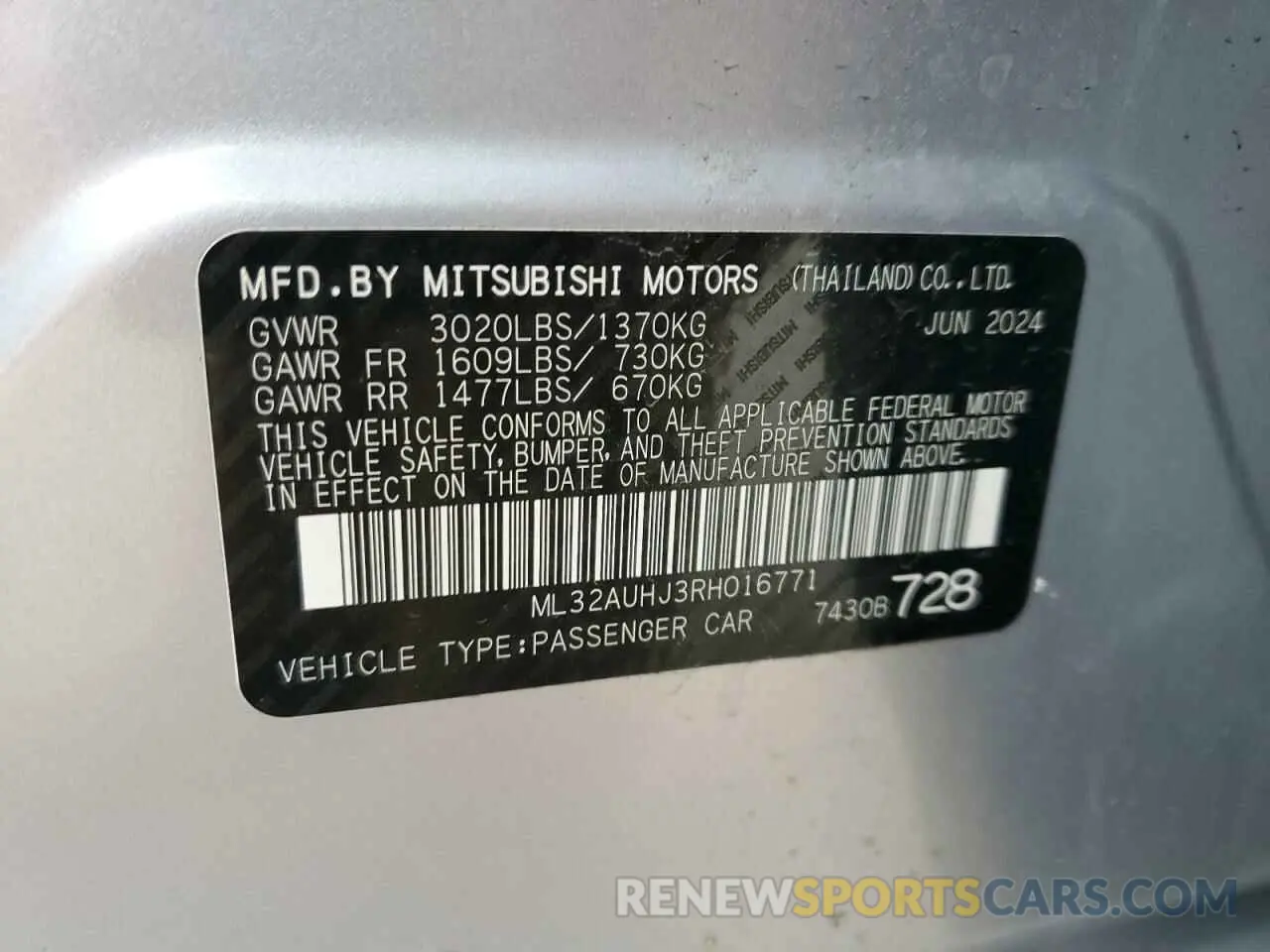 12 Фотография поврежденного автомобиля ML32AUHJ3RH016771 MITSUBISHI MIRAGE 2024