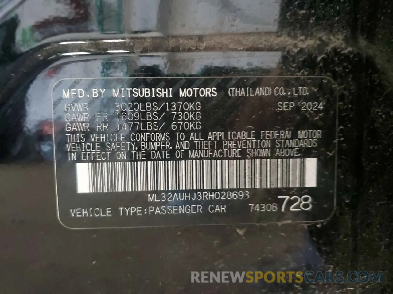 12 Photograph of a damaged car ML32AUHJ3RH028693 MITSUBISHI MIRAGE 2024