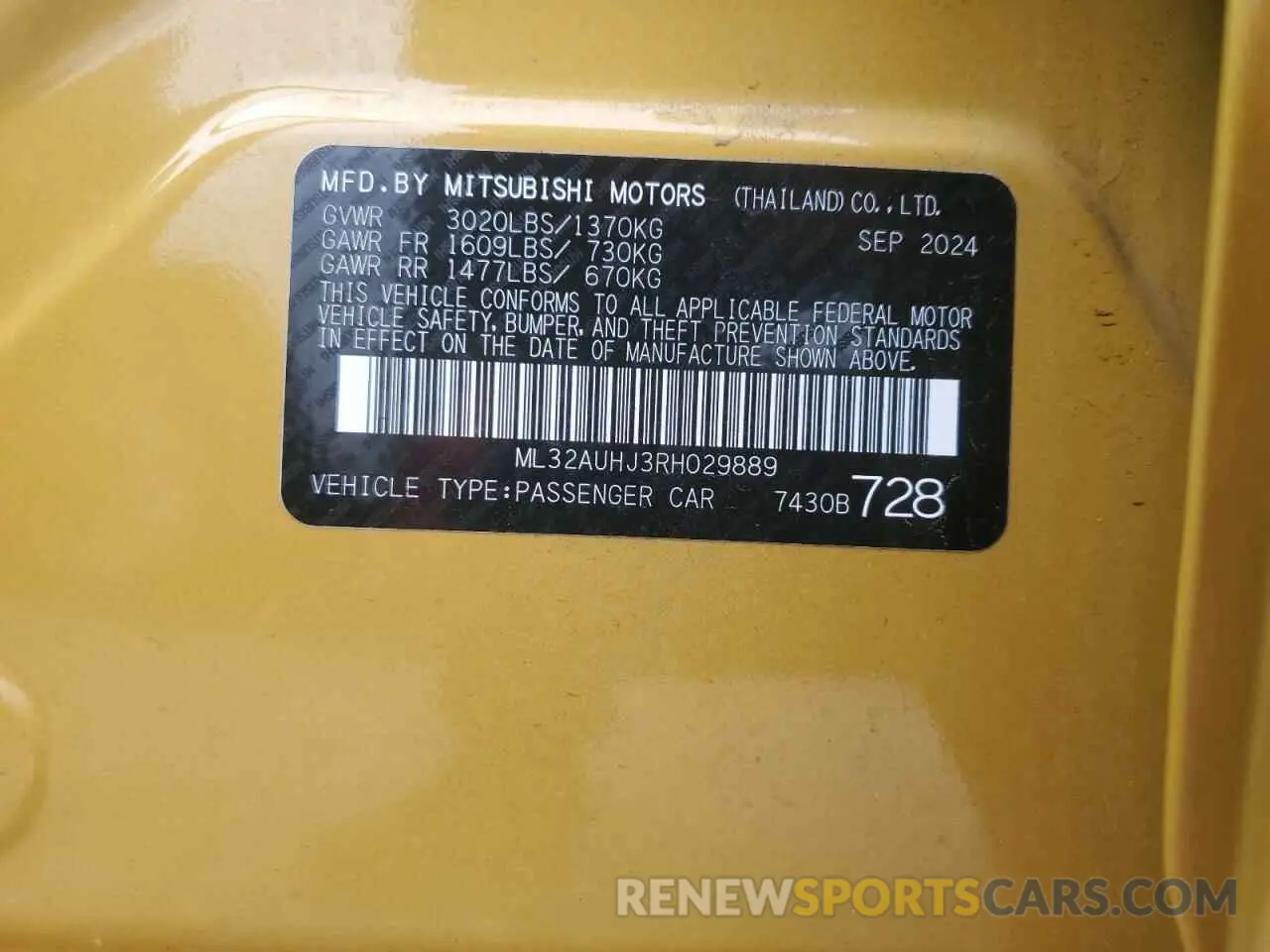 12 Photograph of a damaged car ML32AUHJ3RH029889 MITSUBISHI MIRAGE 2024