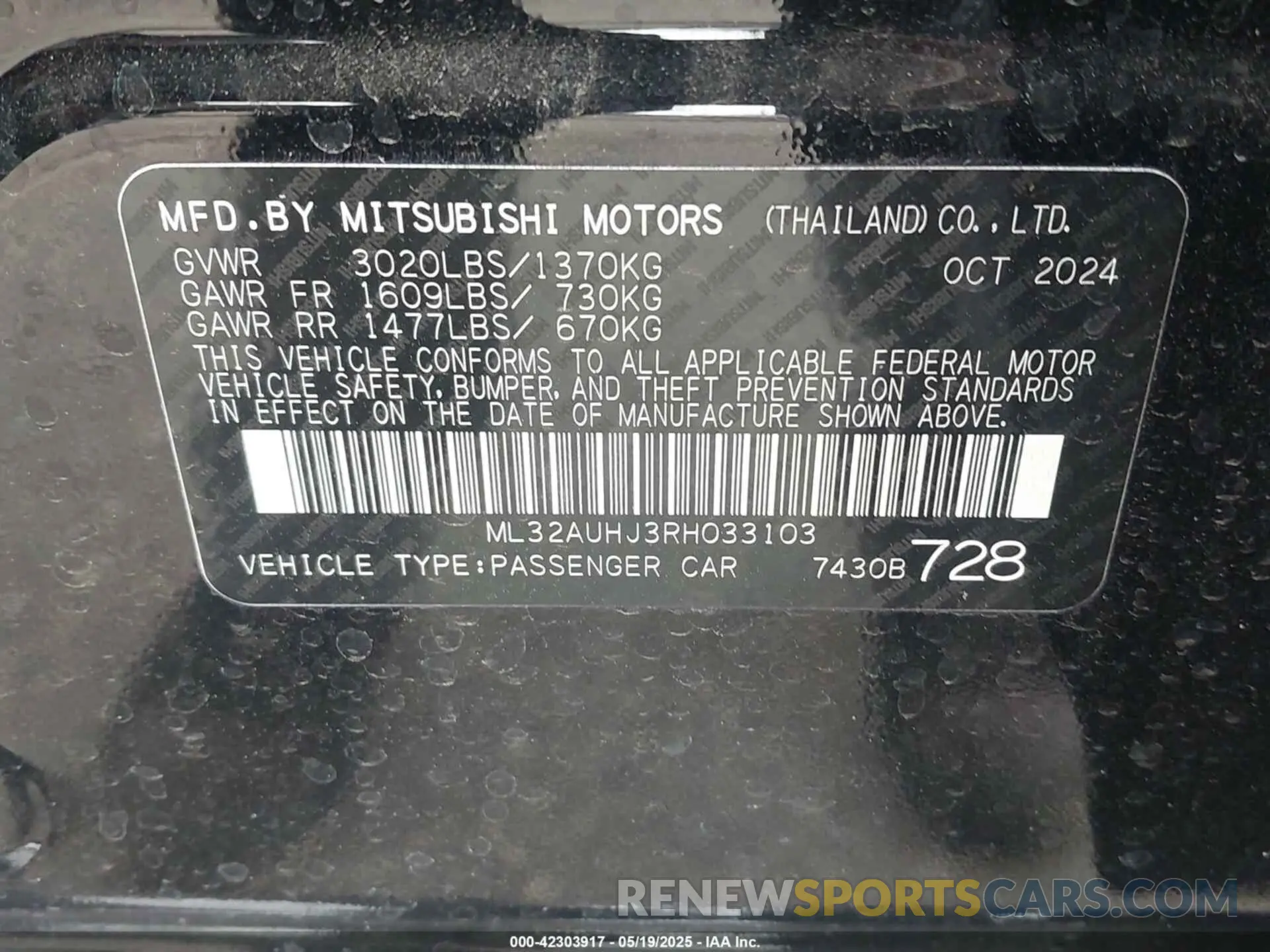 9 Фотография поврежденного автомобиля ML32AUHJ3RH033103 MITSUBISHI MIRAGE 2024