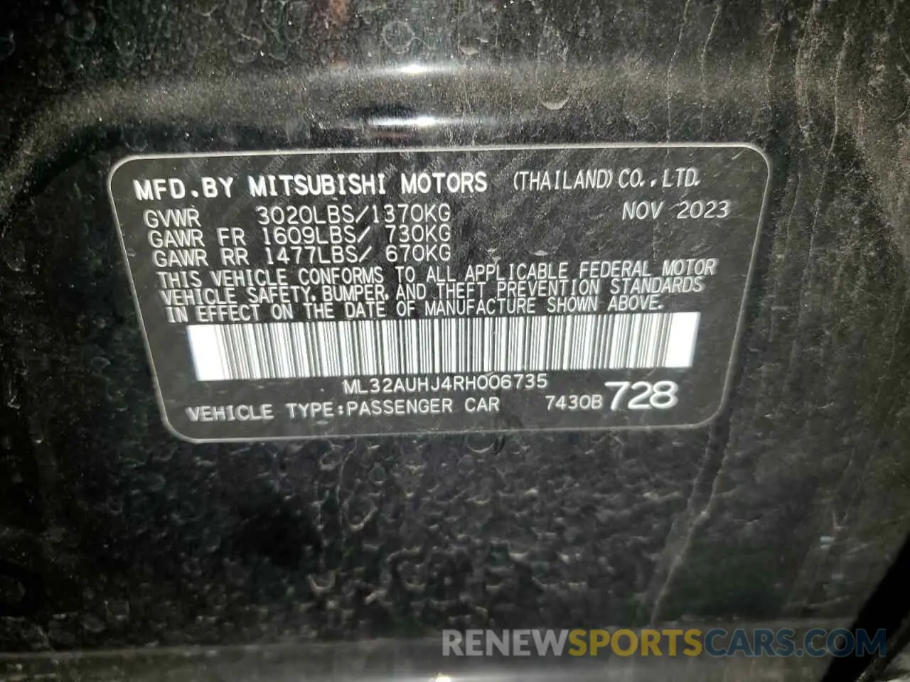 14 Фотография поврежденного автомобиля ML32AUHJ4RH006735 MITSUBISHI MIRAGE 2024