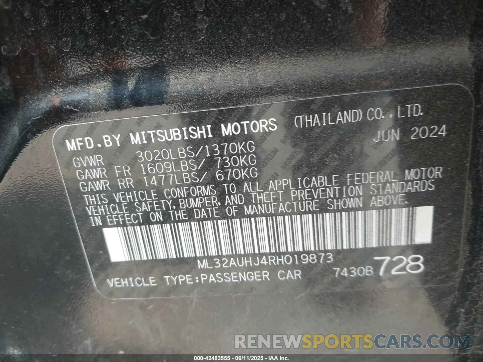 9 Фотография поврежденного автомобиля ML32AUHJ4RH019873 MITSUBISHI MIRAGE 2024