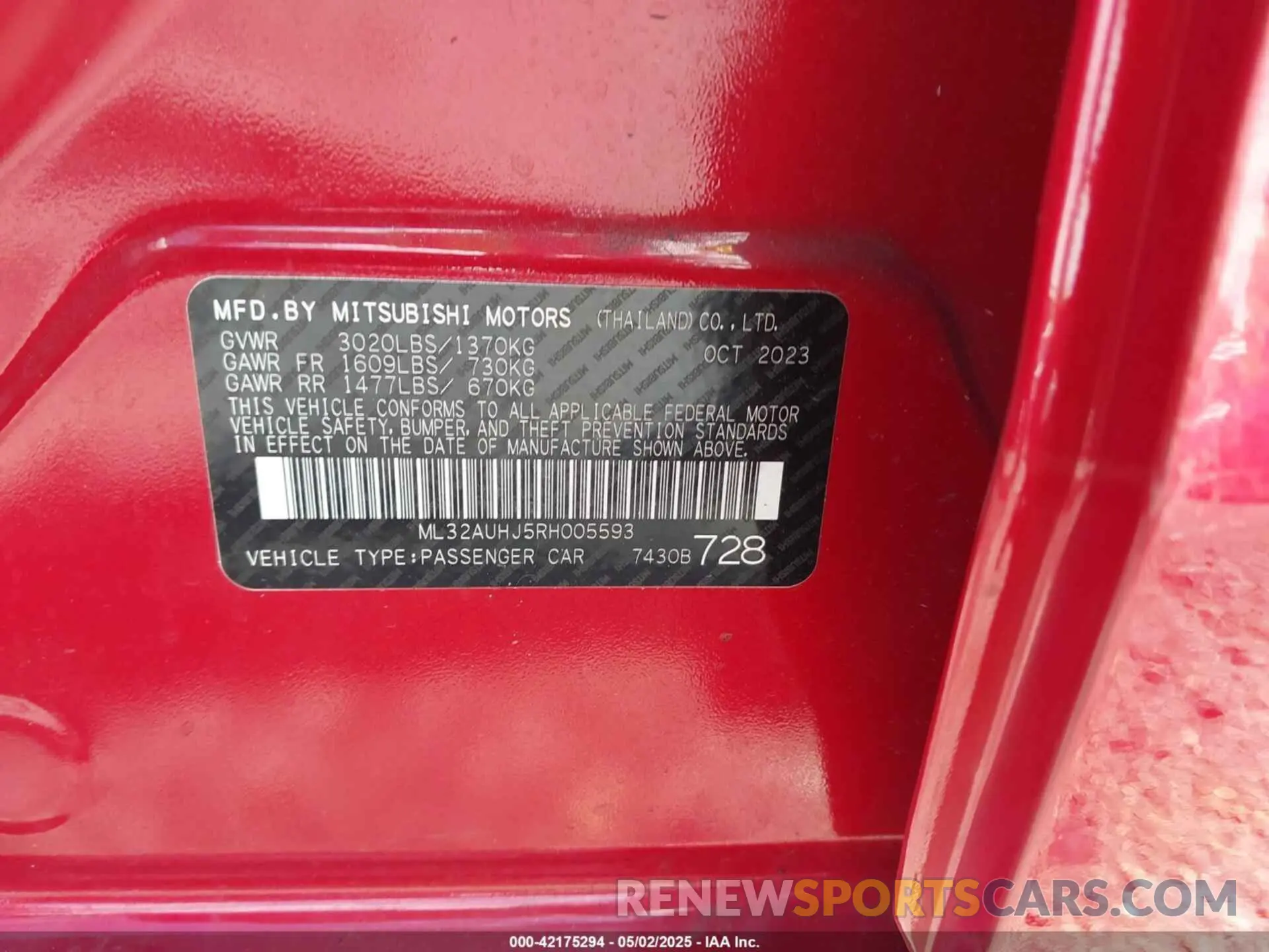 9 Фотография поврежденного автомобиля ML32AUHJ5RH005593 MITSUBISHI MIRAGE 2024