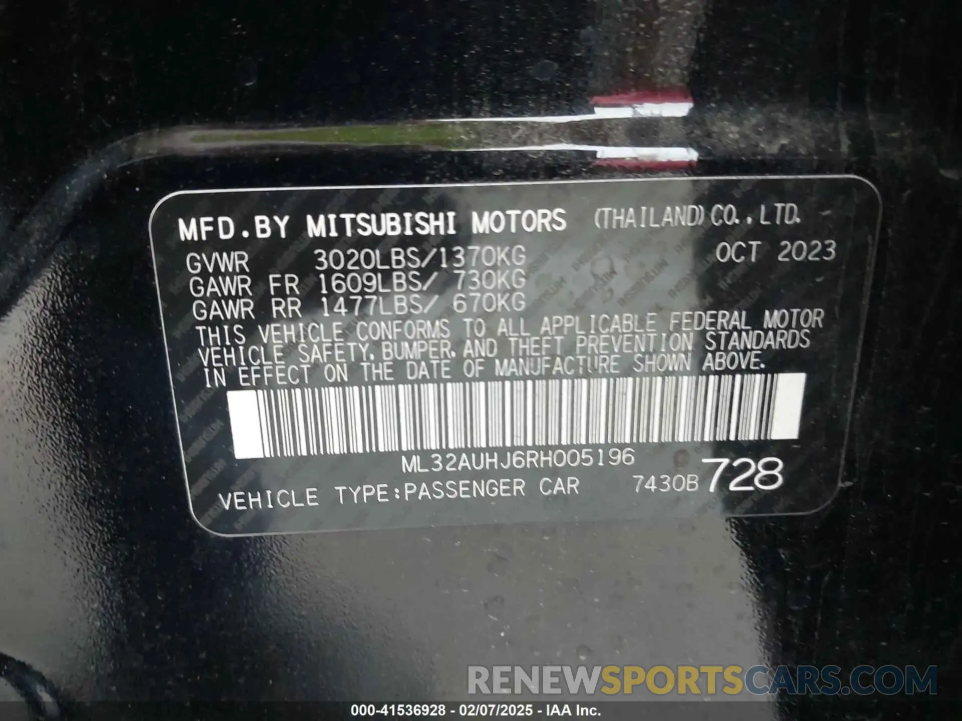 9 Фотография поврежденного автомобиля ML32AUHJ6RH005196 MITSUBISHI MIRAGE 2024