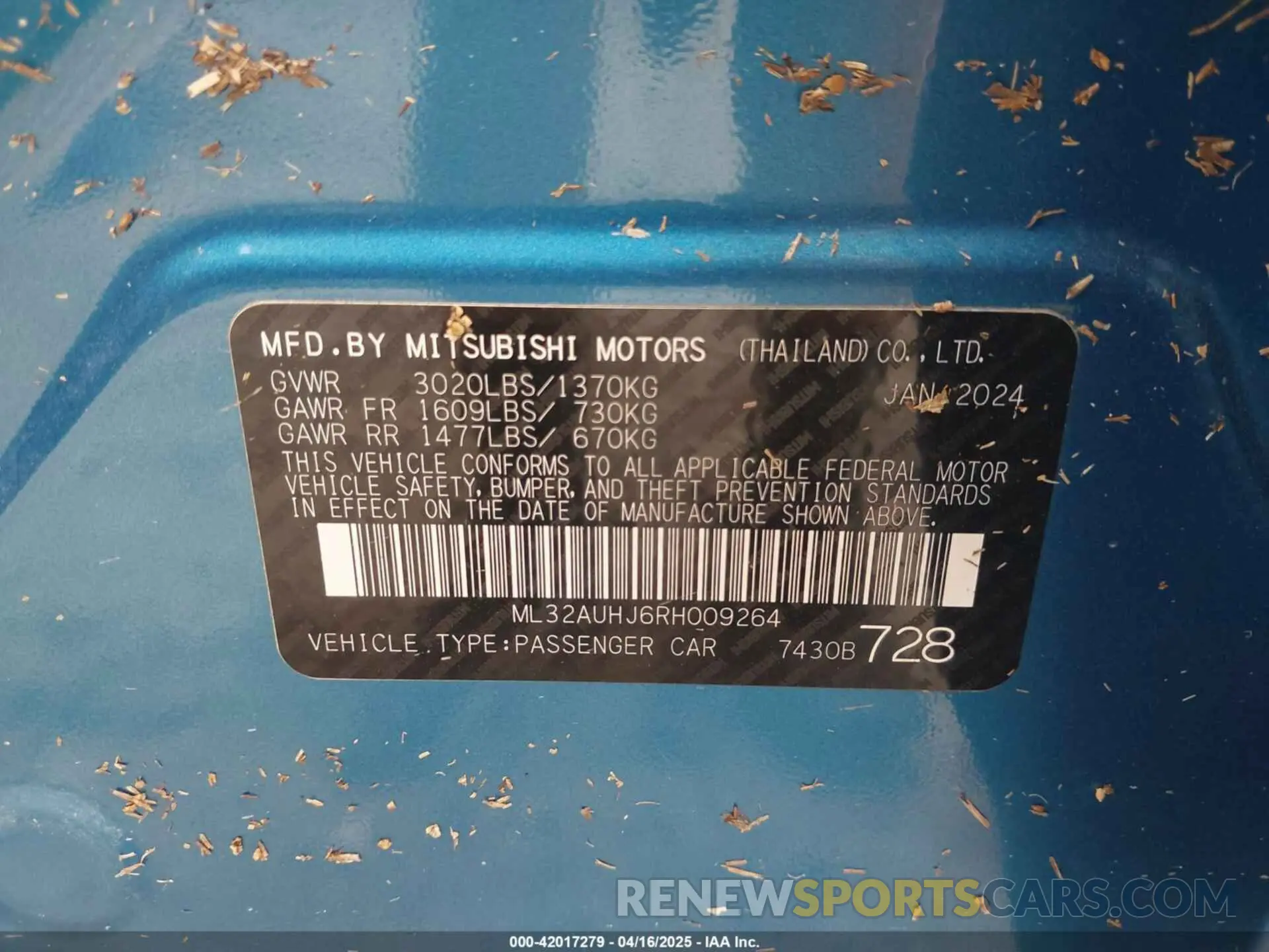 9 Фотография поврежденного автомобиля ML32AUHJ6RH009264 MITSUBISHI MIRAGE 2024