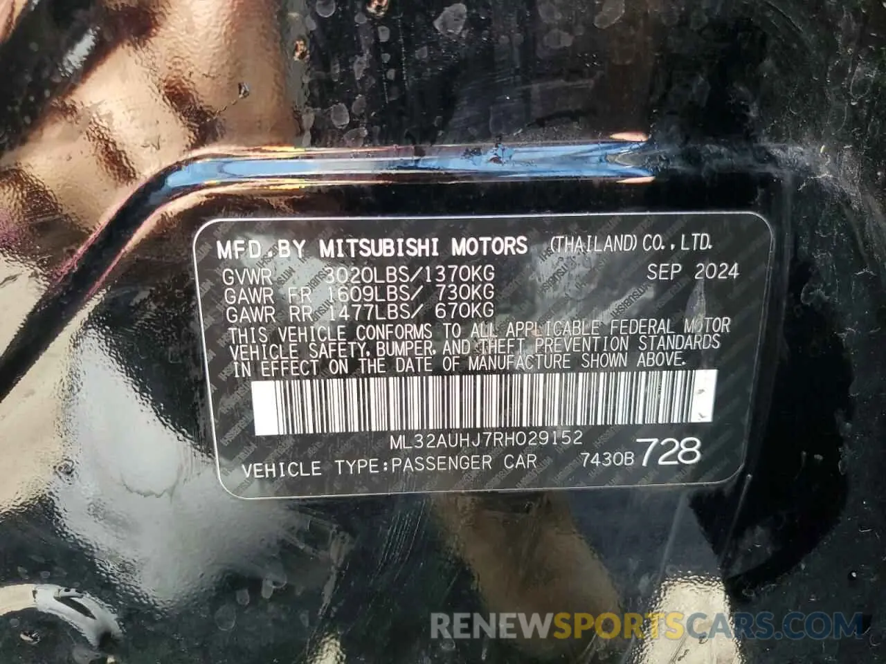 12 Photograph of a damaged car ML32AUHJ7RH029152 MITSUBISHI MIRAGE 2024