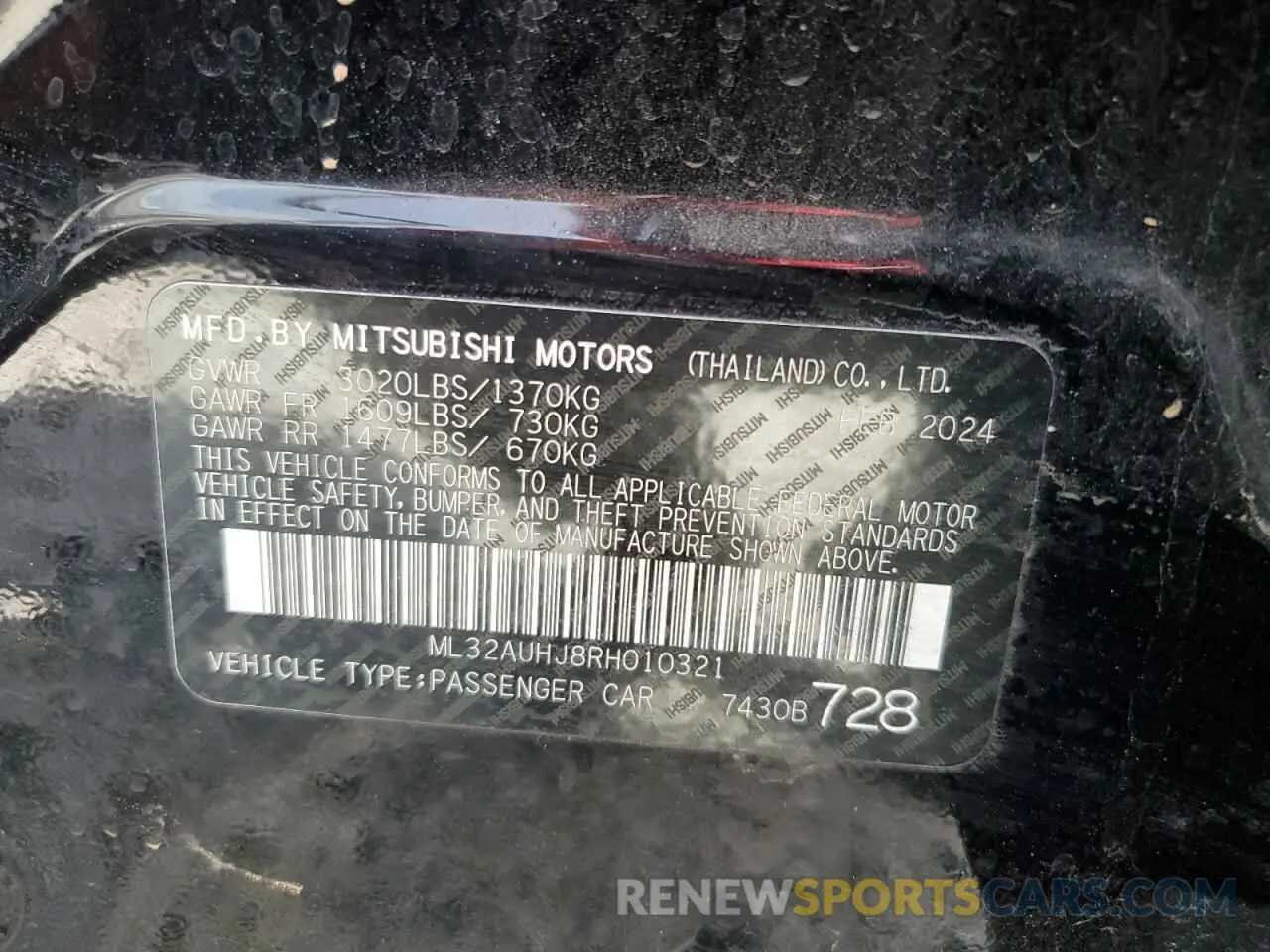 13 Фотография поврежденного автомобиля ML32AUHJ8RH010321 MITSUBISHI MIRAGE 2024