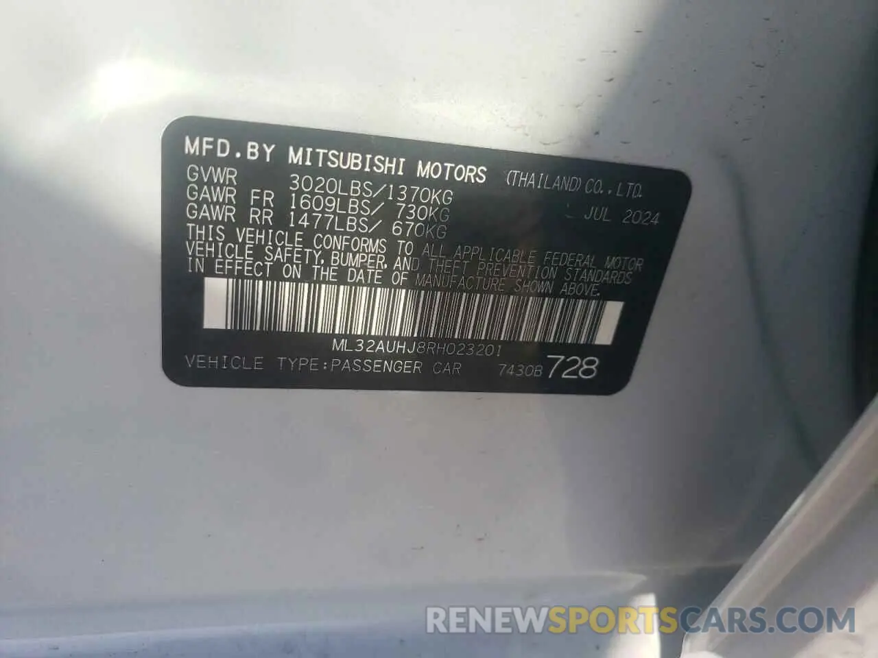 15 Photograph of a damaged car ML32AUHJ8RH023201 MITSUBISHI MIRAGE 2024