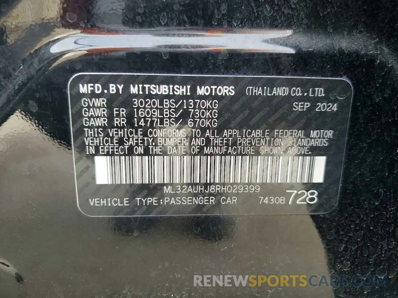 13 Фотография поврежденного автомобиля ML32AUHJ8RH029399 MITSUBISHI MIRAGE 2024