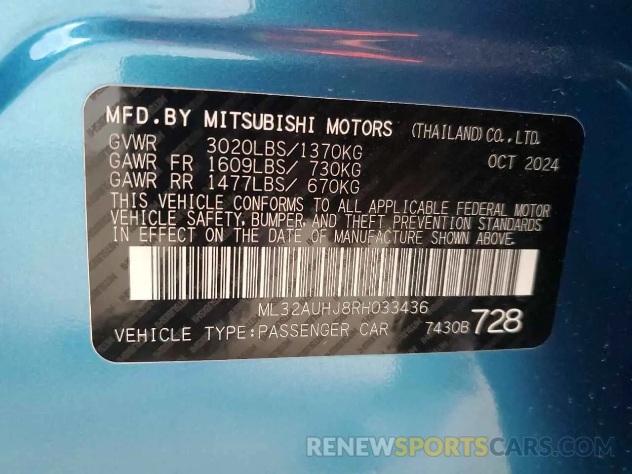 13 Фотография поврежденного автомобиля ML32AUHJ8RH033436 MITSUBISHI MIRAGE 2024