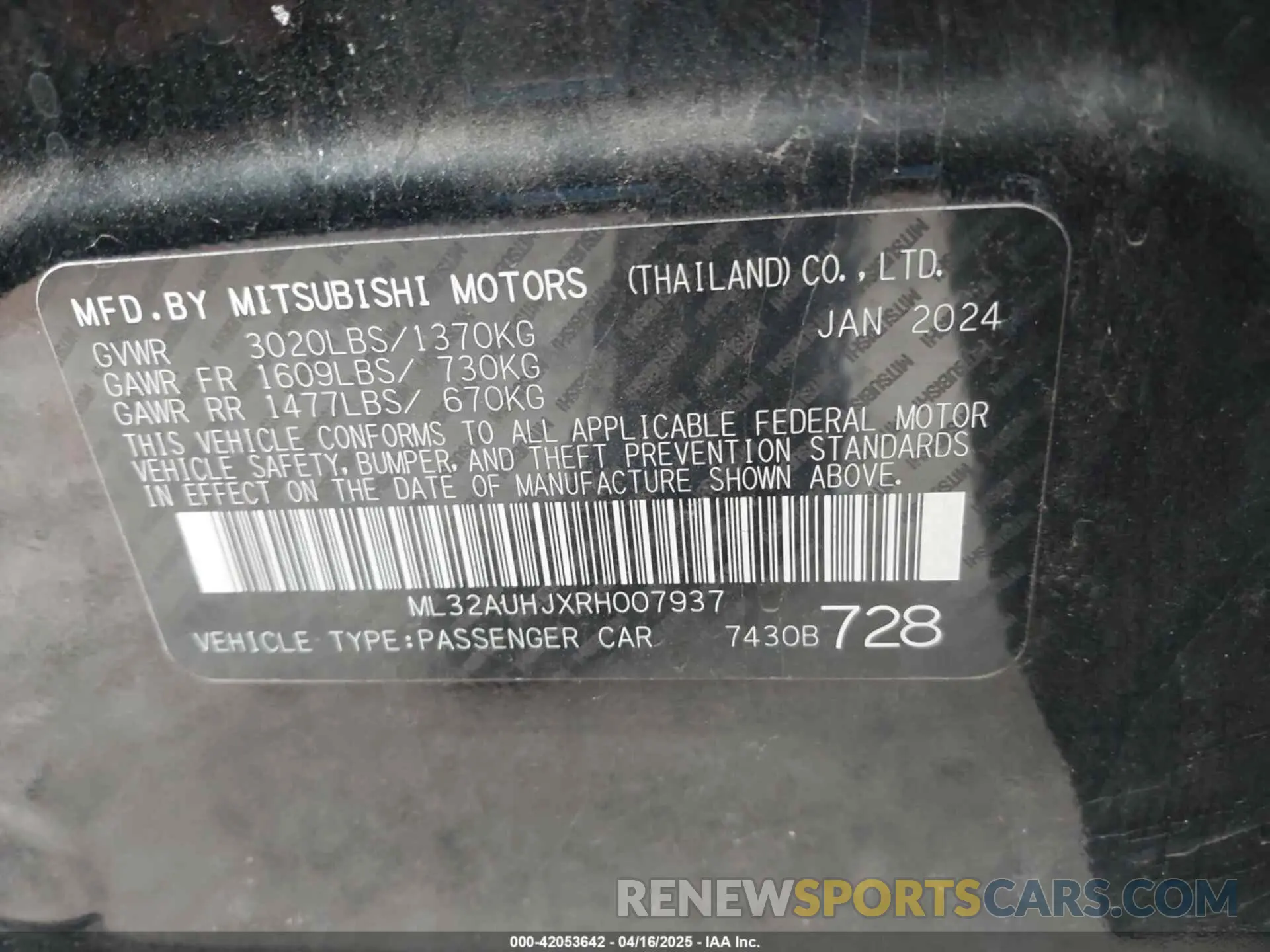 9 Фотография поврежденного автомобиля ML32AUHJXRH007937 MITSUBISHI MIRAGE 2024