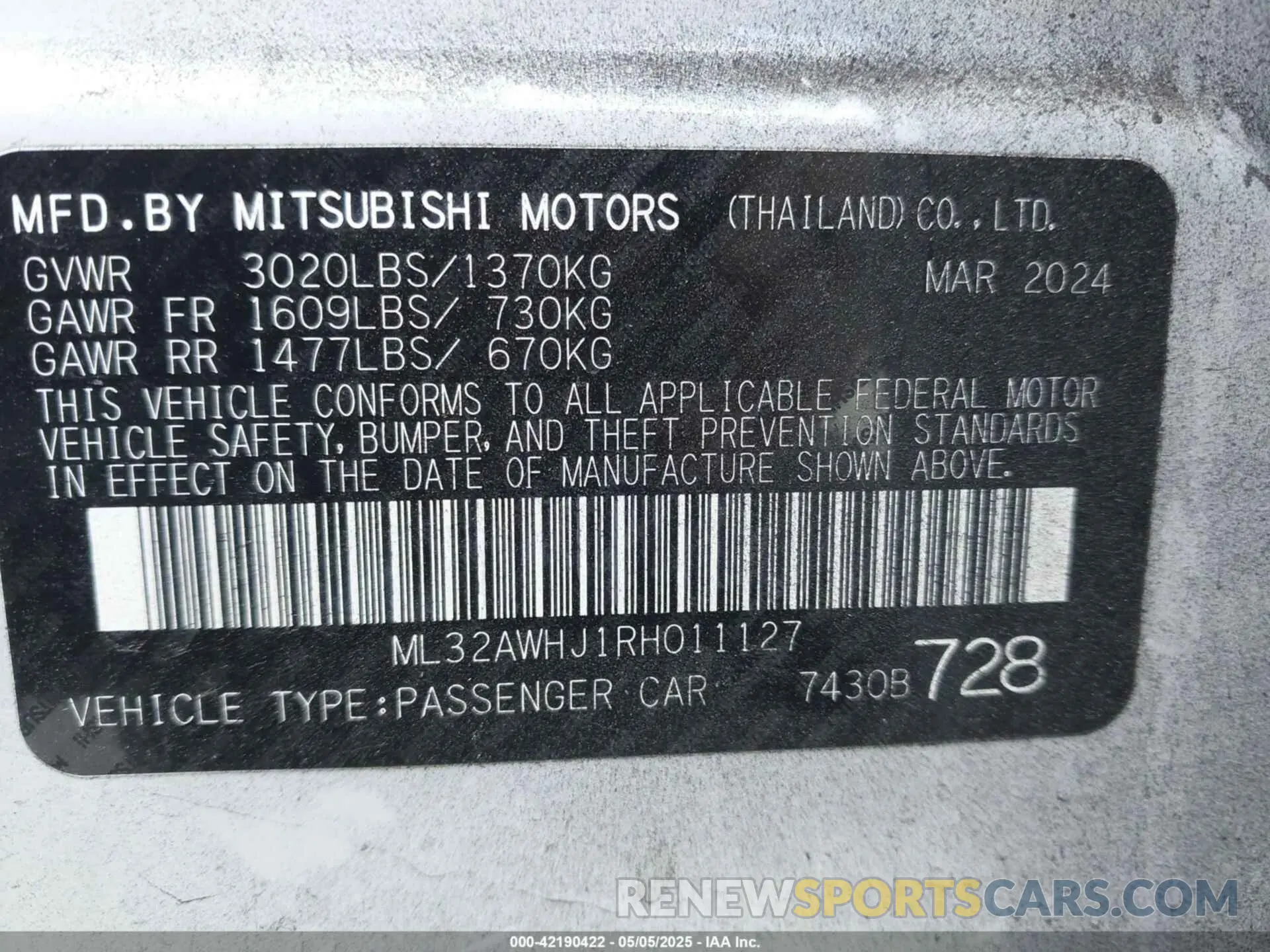 9 Фотография поврежденного автомобиля ML32AWHJ1RH011127 MITSUBISHI MIRAGE 2024