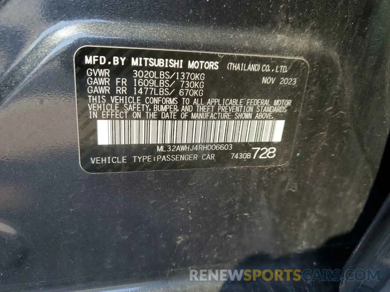 12 Photograph of a damaged car ML32AWHJ4RH006603 MITSUBISHI MIRAGE 2024