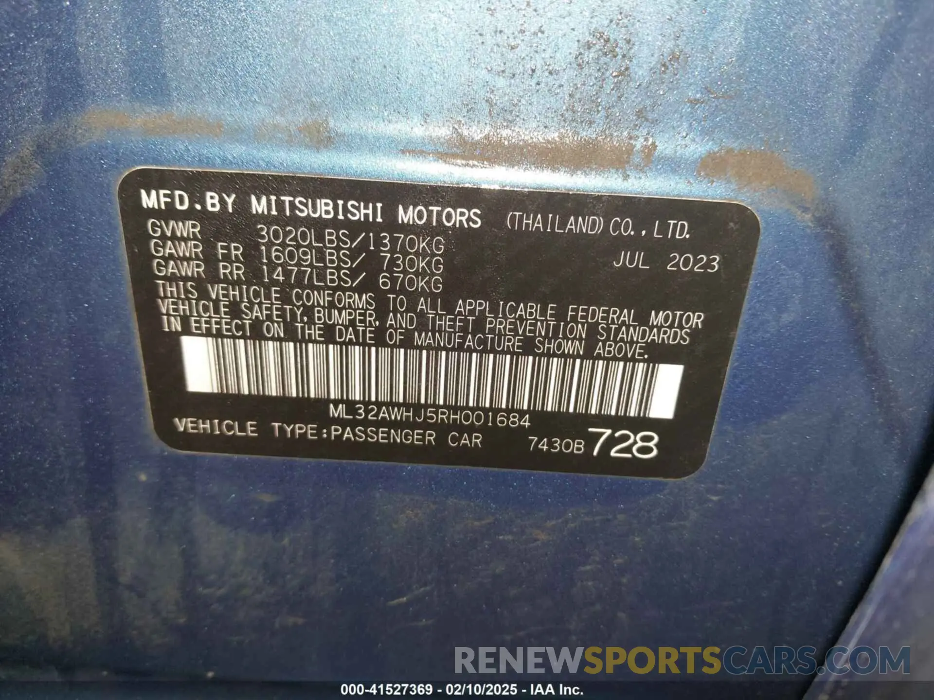 9 Фотография поврежденного автомобиля ML32AWHJ5RH001684 MITSUBISHI MIRAGE 2024