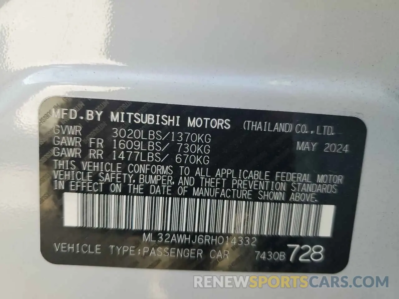 12 Фотография поврежденного автомобиля ML32AWHJ6RH014332 MITSUBISHI MIRAGE 2024