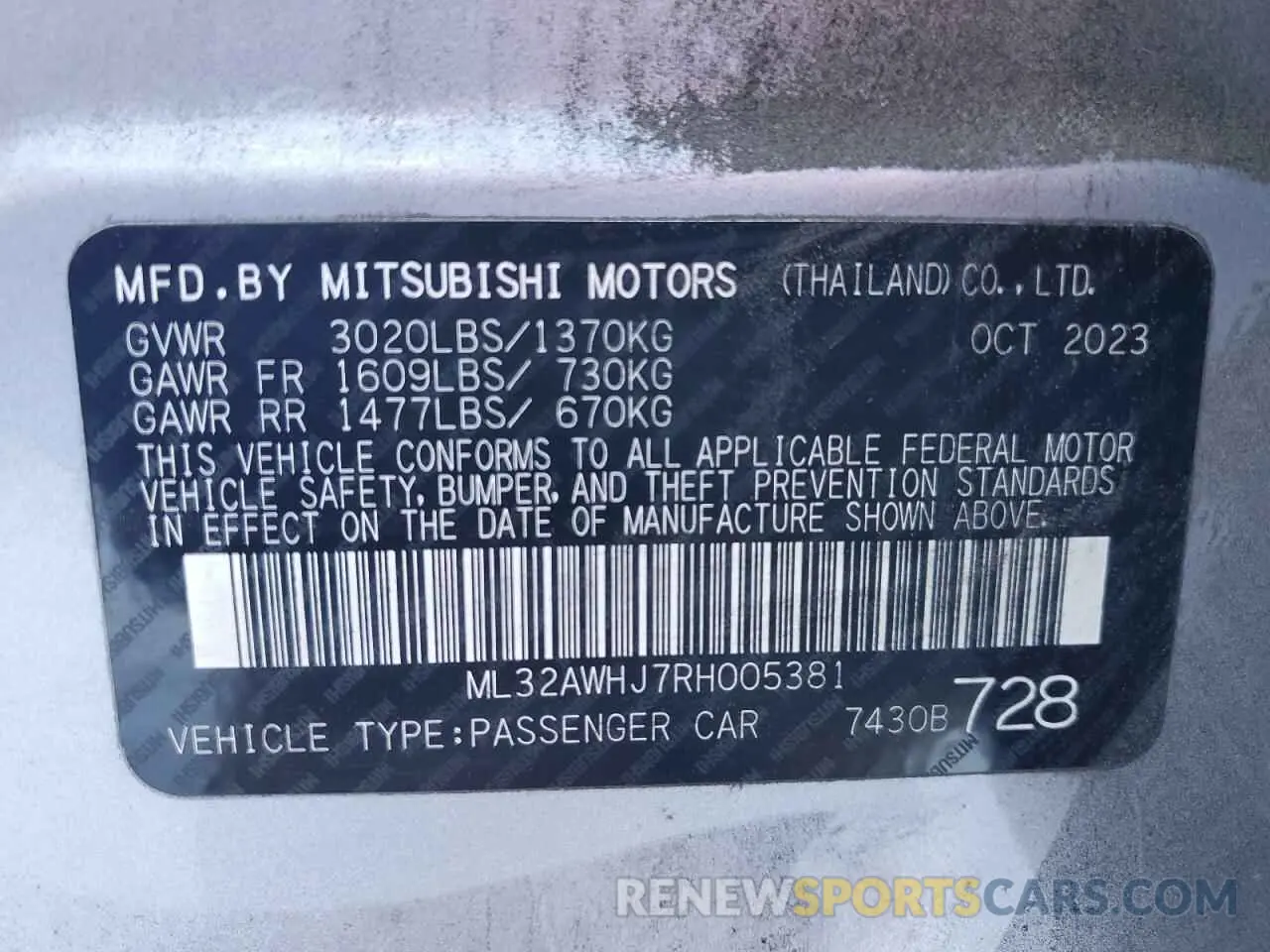 12 Фотография поврежденного автомобиля ML32AWHJ7RH005381 MITSUBISHI MIRAGE 2024