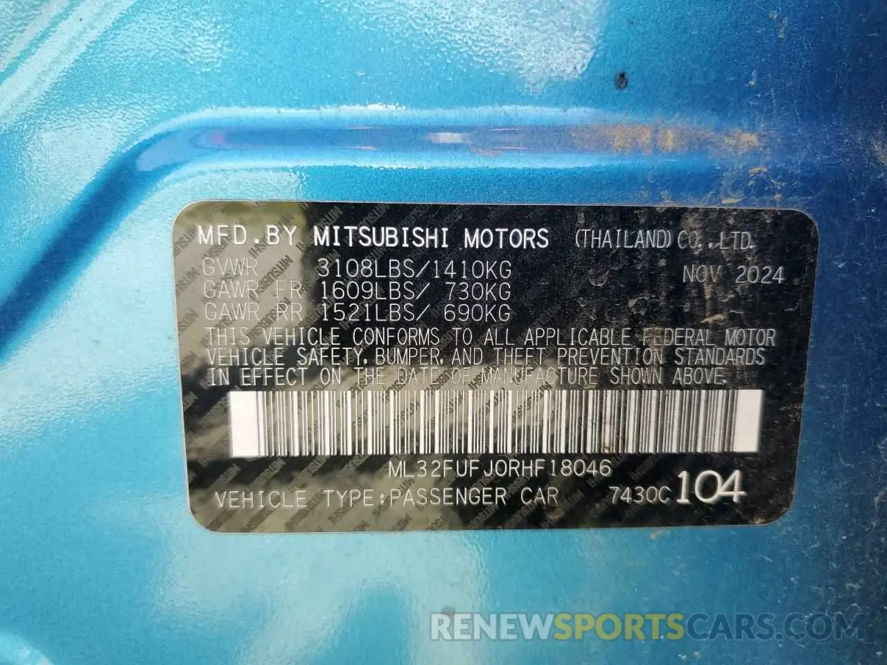 12 Фотография поврежденного автомобиля ML32FUFJ0RHF18046 MITSUBISHI MIRAGE 2024