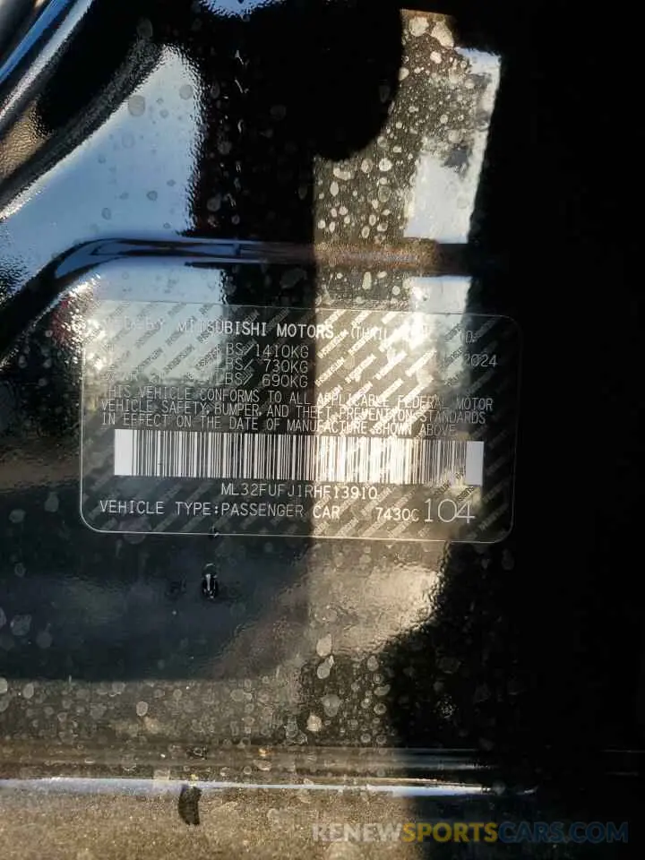 13 Фотография поврежденного автомобиля ML32FUFJ1RHF13910 MITSUBISHI MIRAGE 2024