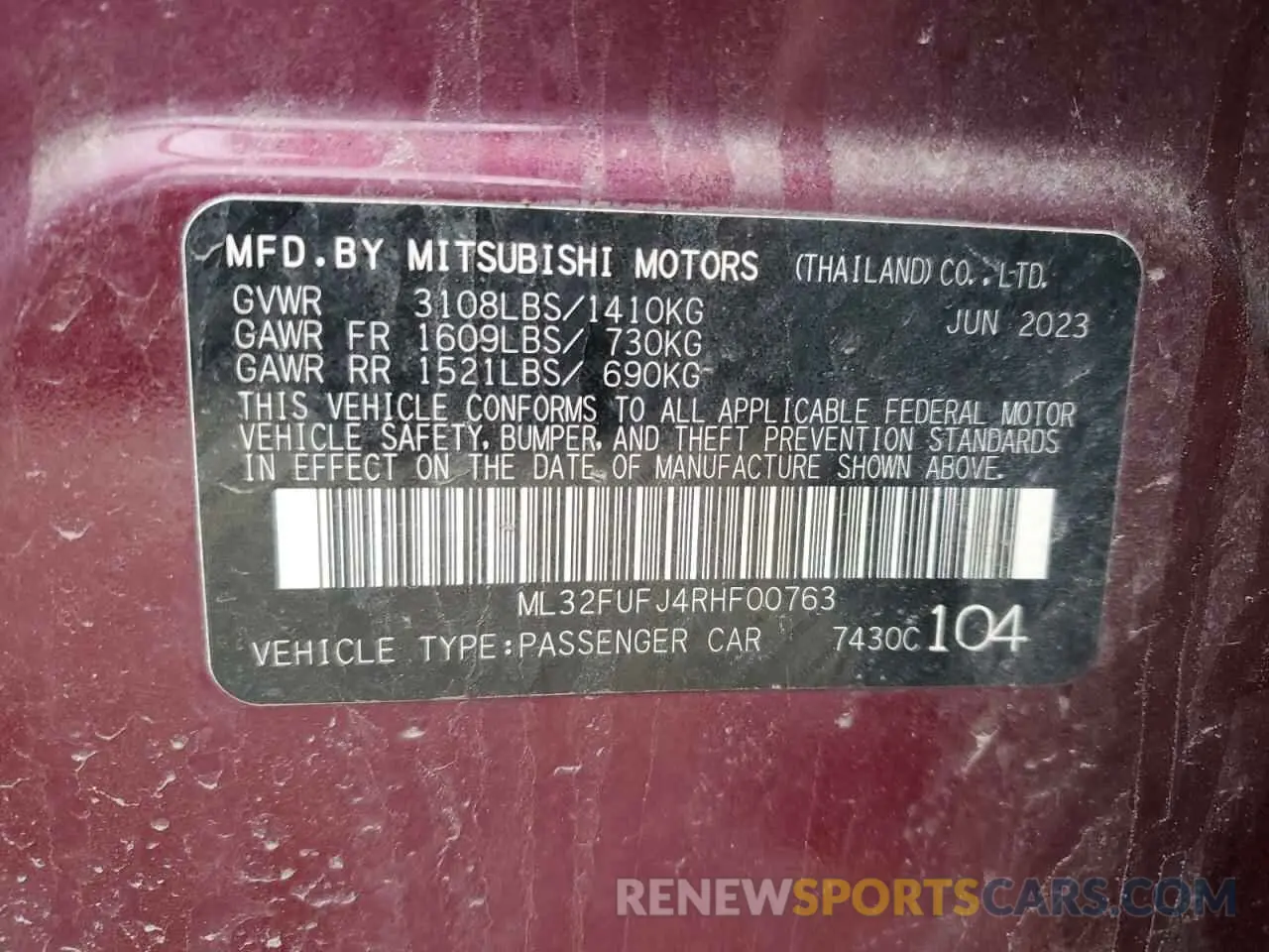 13 Фотография поврежденного автомобиля ML32FUFJ4RHF00763 MITSUBISHI MIRAGE 2024