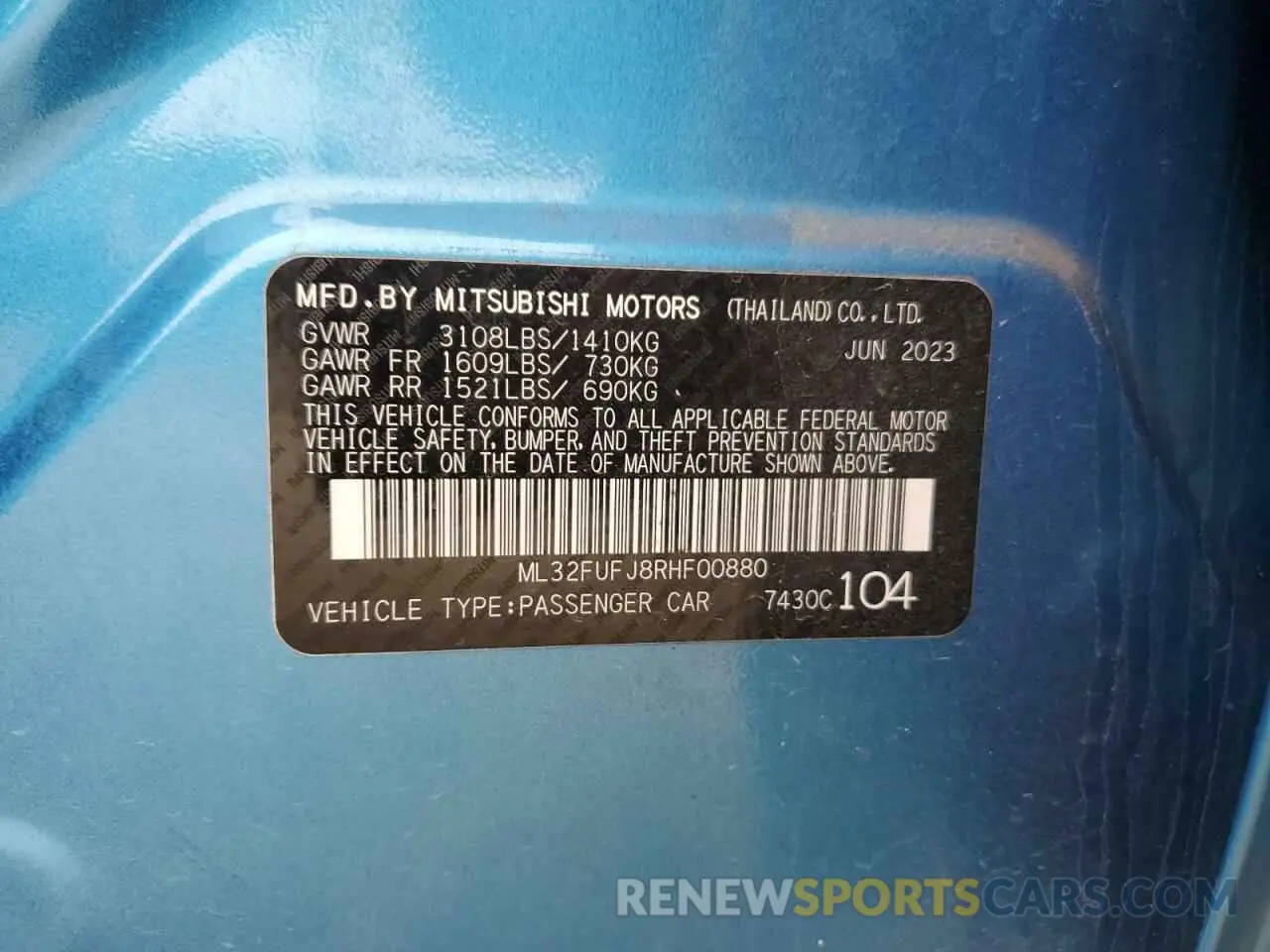 12 Фотография поврежденного автомобиля ML32FUFJ8RHF00880 MITSUBISHI MIRAGE 2024